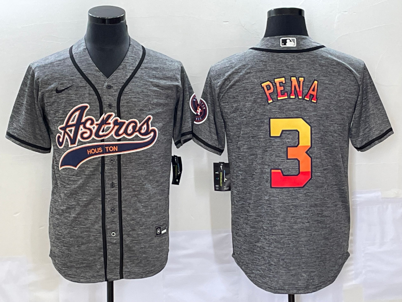 Men's Houston Astros Jeremy Pena #3 Gray Jersey Joint Edition